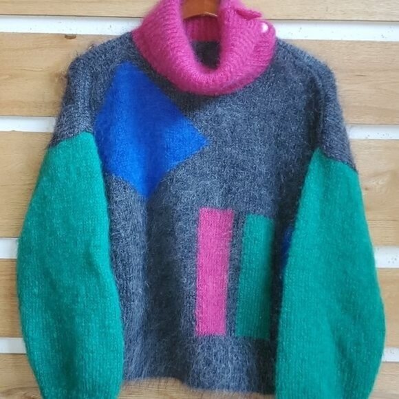 Vintage Handmade by Neva McIntosh Royal Mile Edinburgh Heavy Wool Sz L Sweater - Picture 2 of 9
